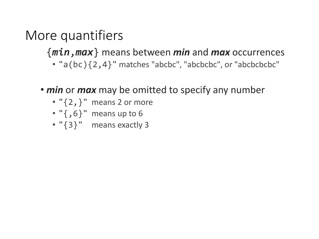 more quantifiers min max means between