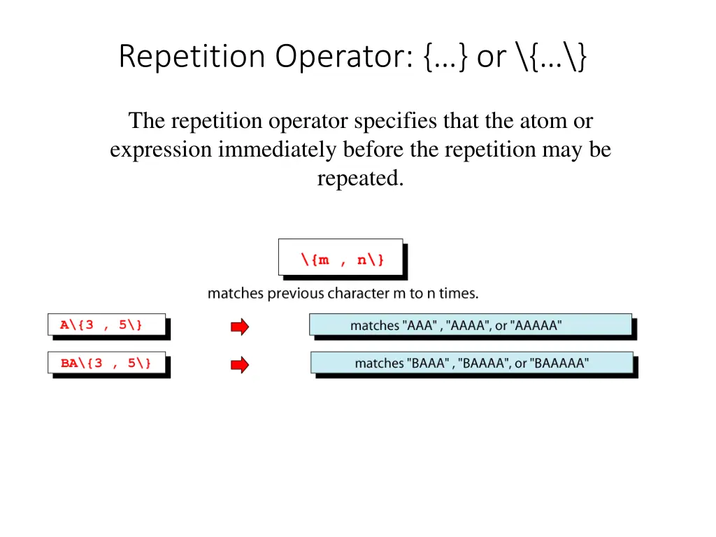 repetition operator or