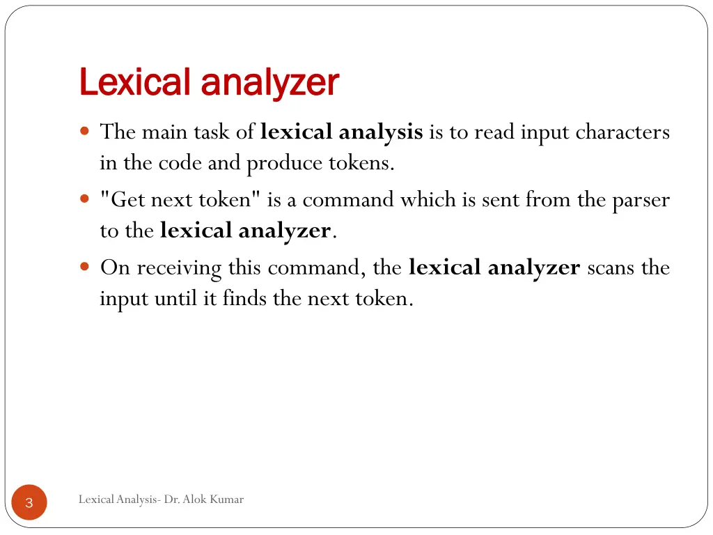 lexical lexical analyzer analyzer
