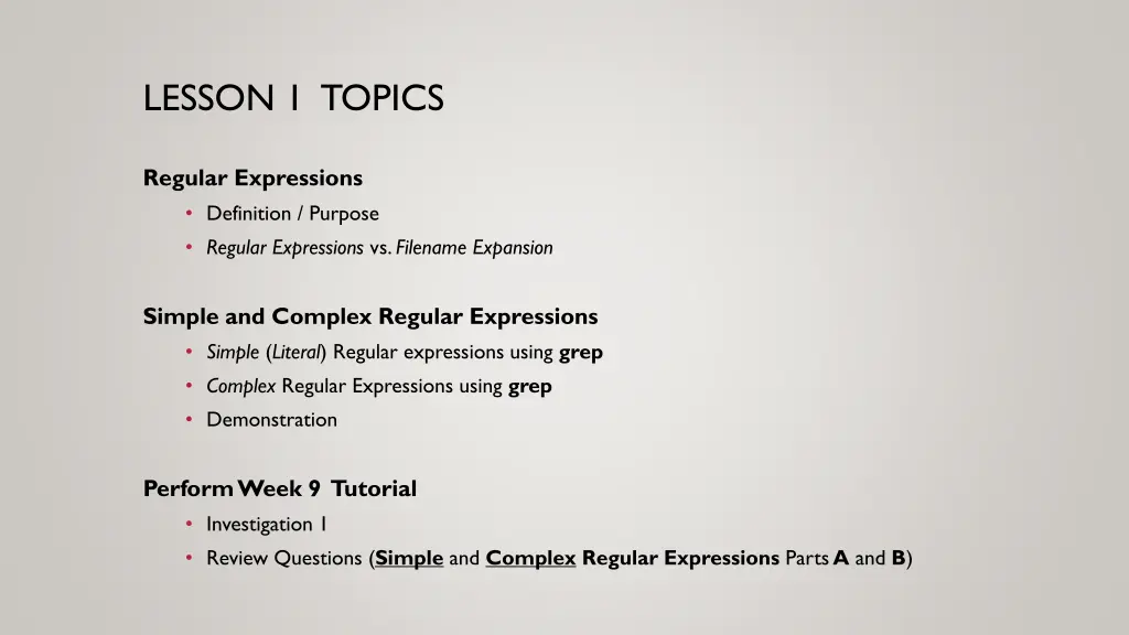 lesson 1 topics