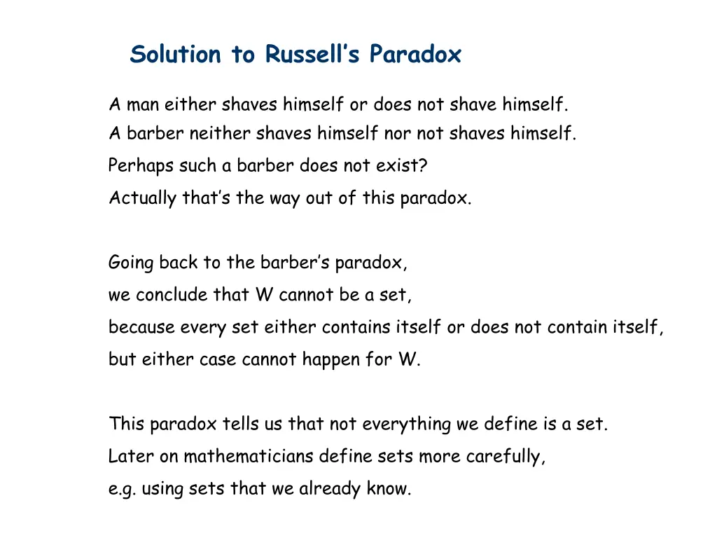 solution to russell s paradox