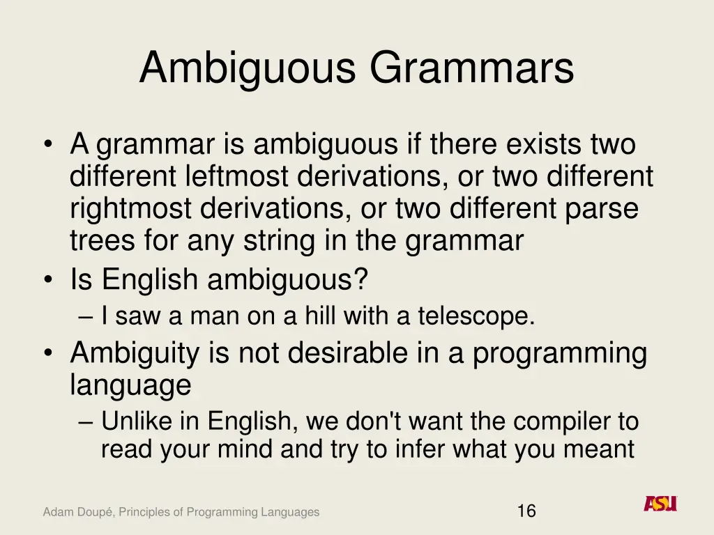 ambiguous grammars 2