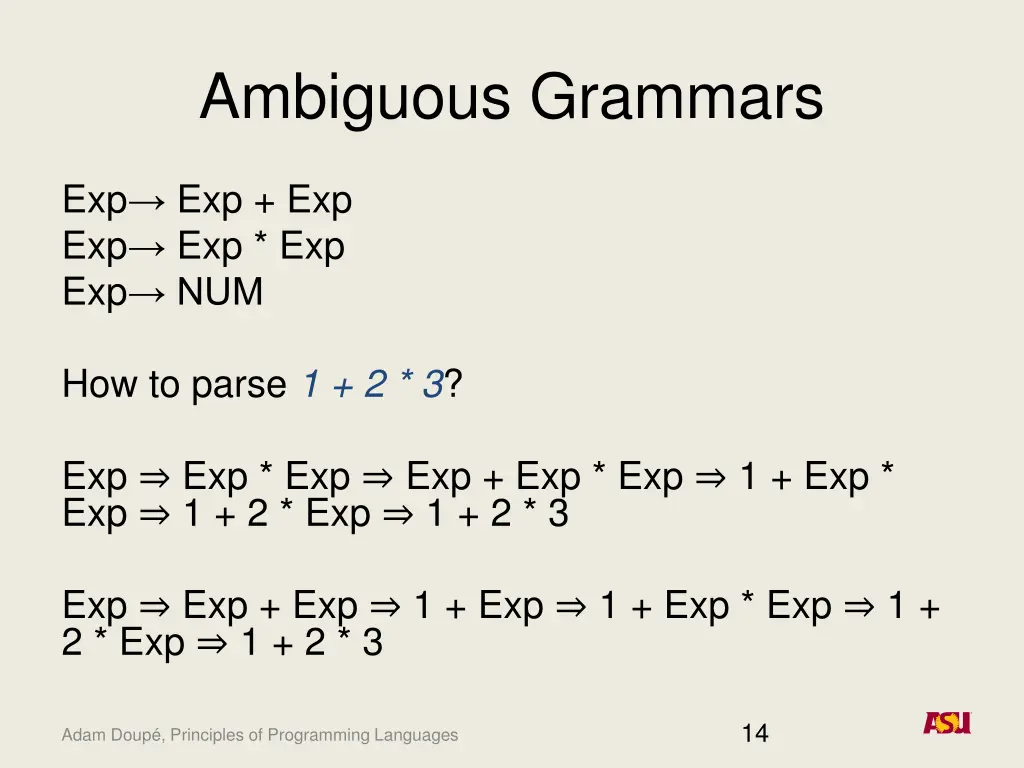 ambiguous grammars