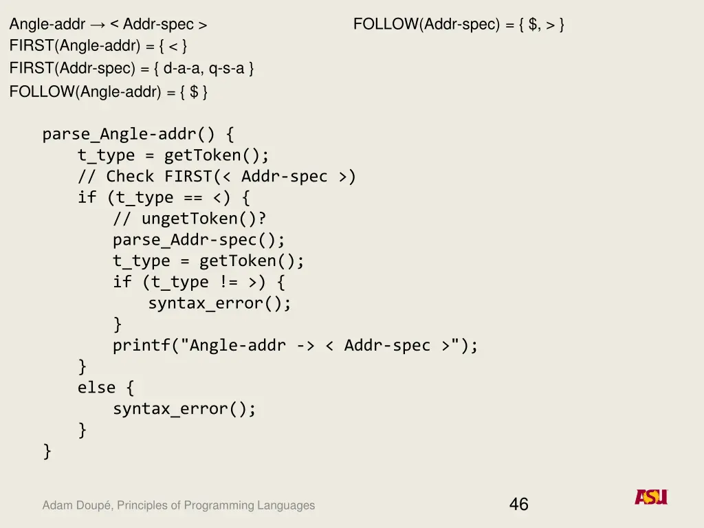 angle addr addr spec first angle addr first addr