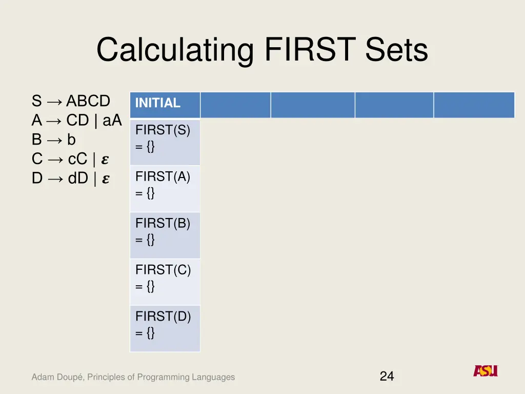 calculating first sets 1
