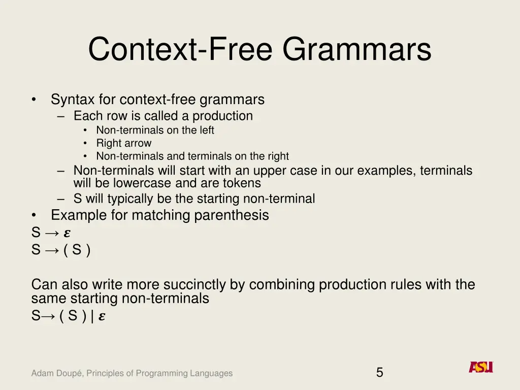 context free grammars
