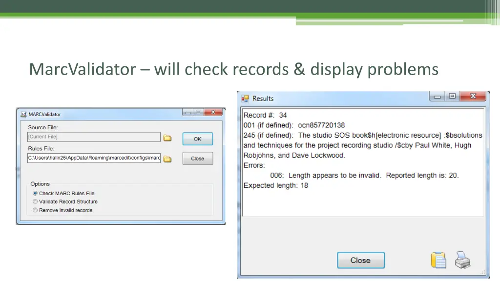 marcvalidator will check records display problems