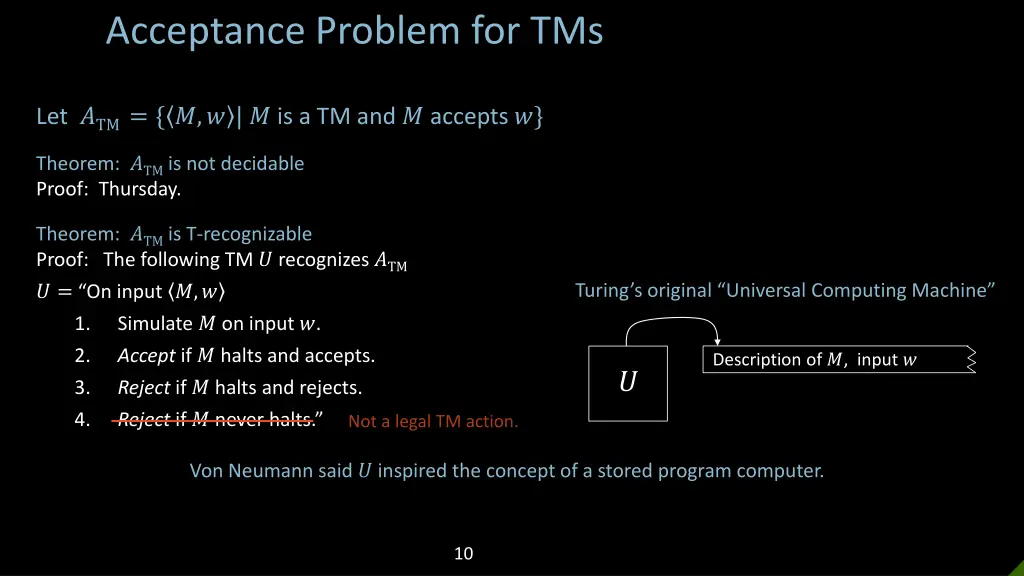 acceptance problem for tms