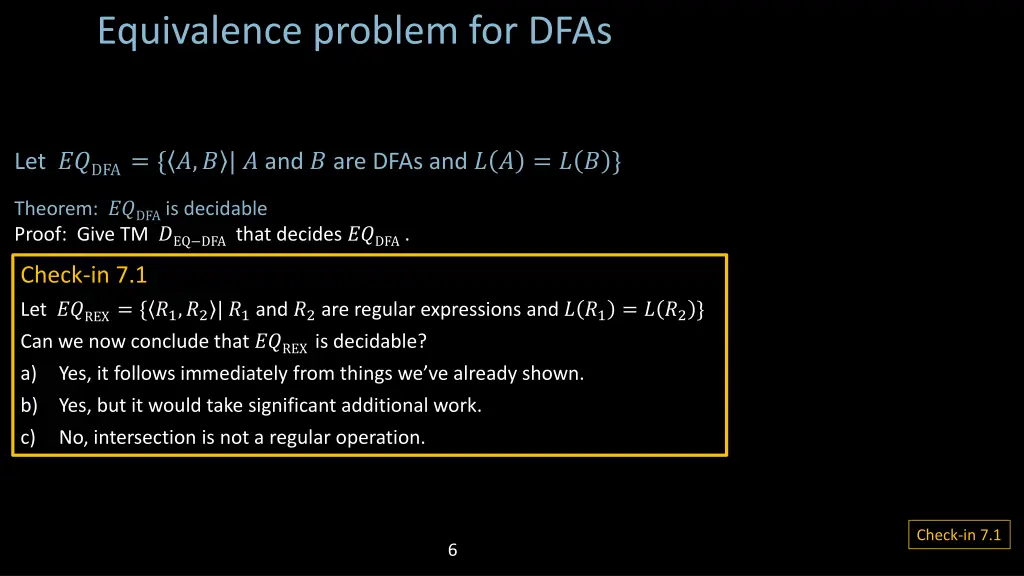 equivalence problem for dfas