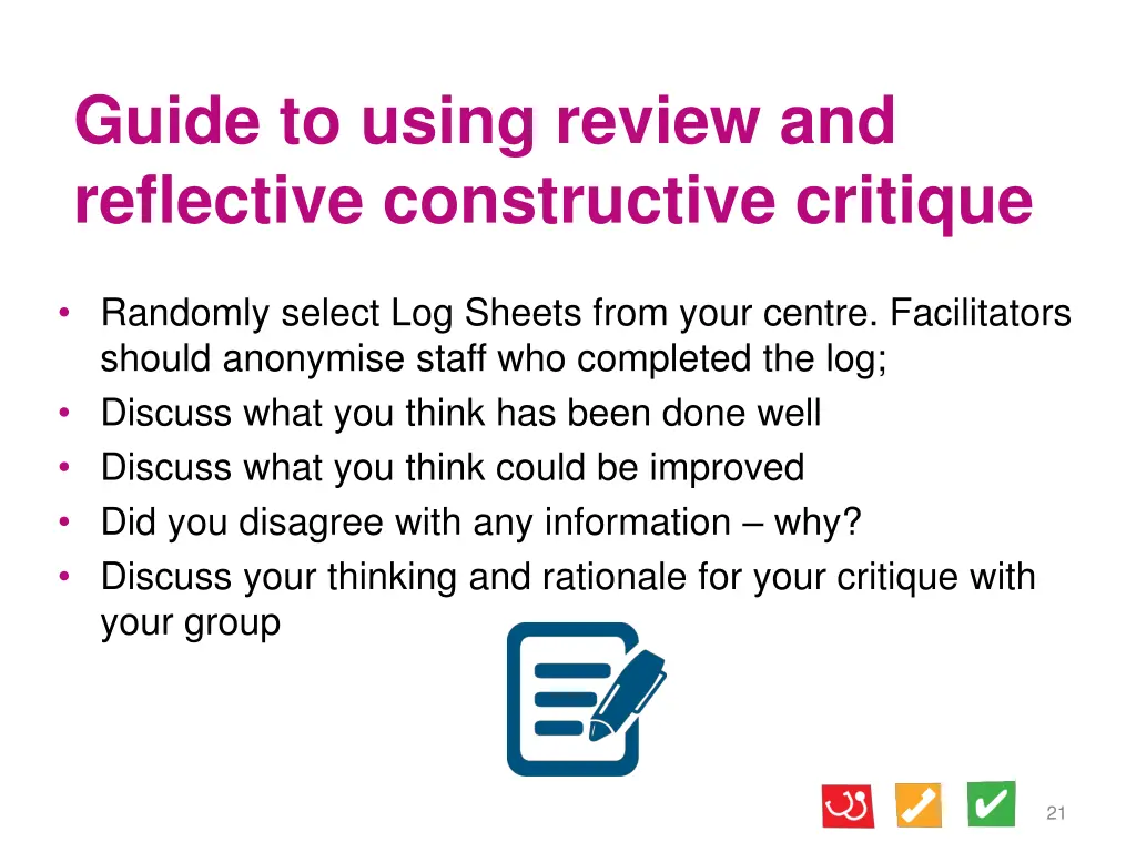 guide to using review and reflective constructive