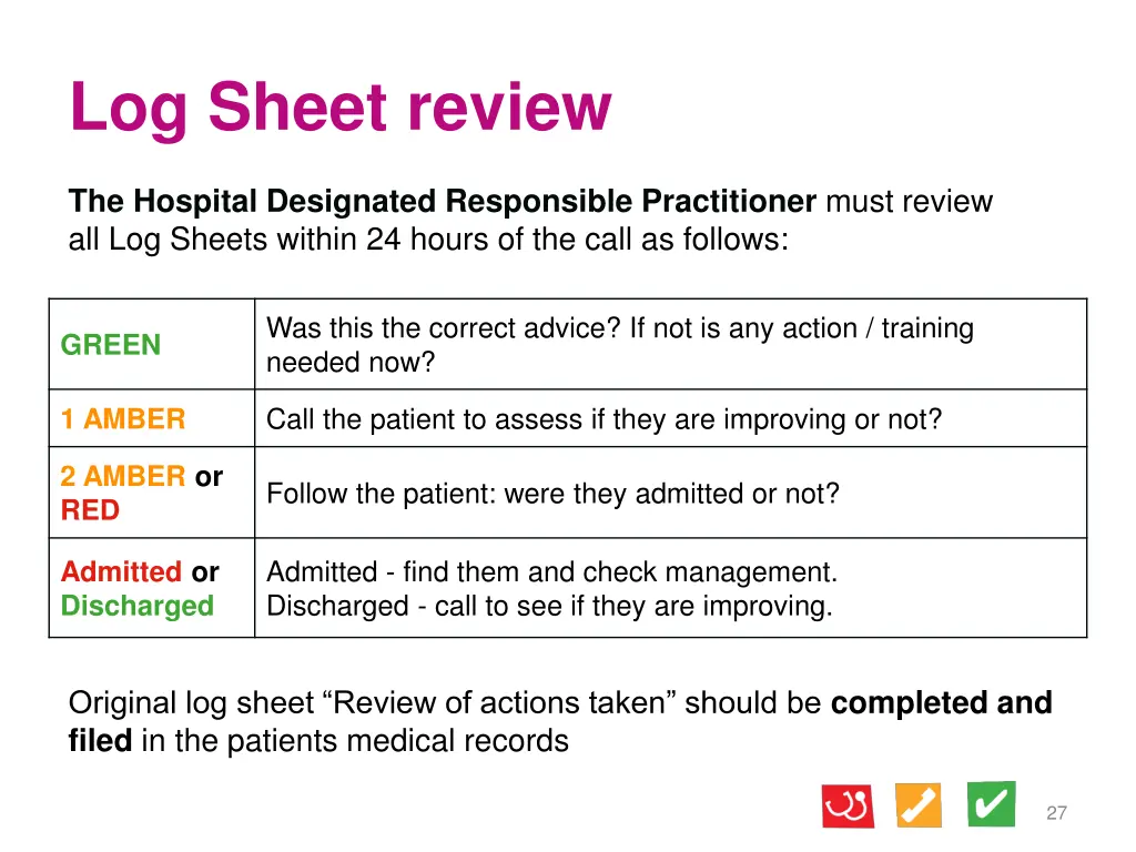 log sheet review