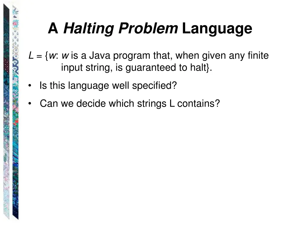a halting problem language