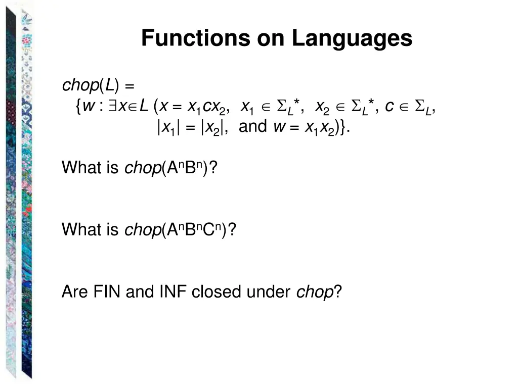functions on languages 1