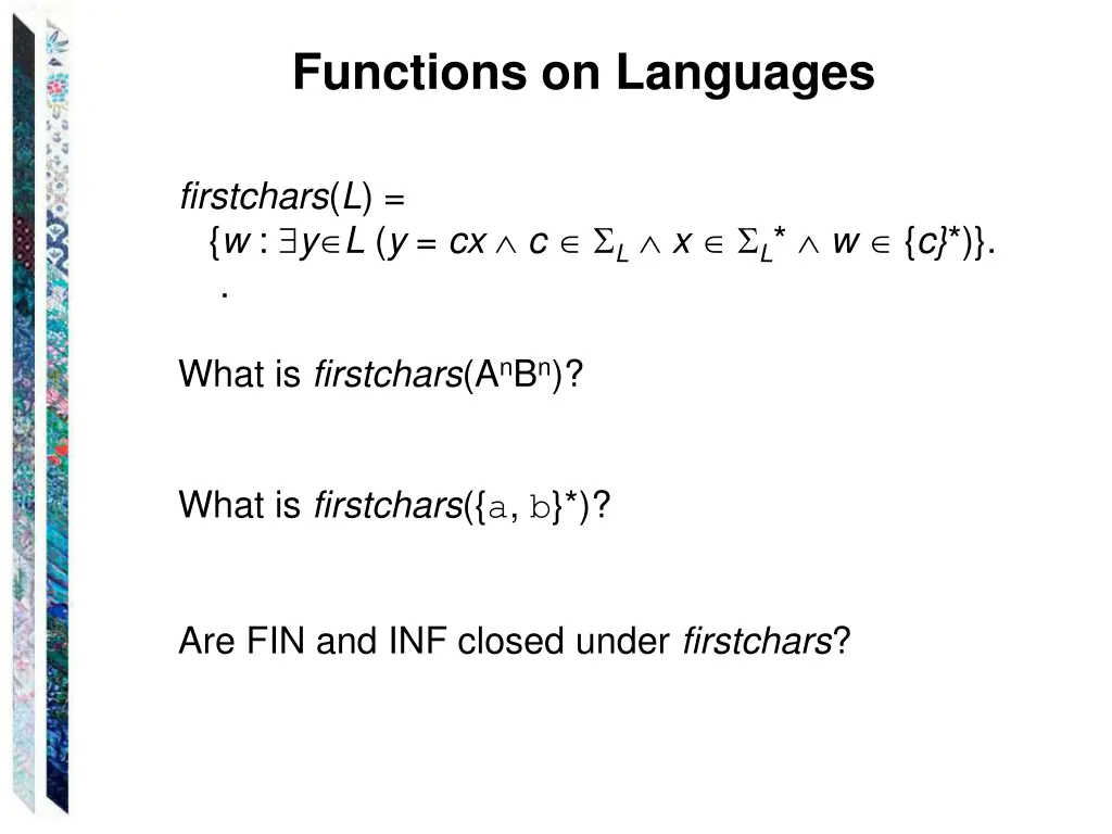 functions on languages 2