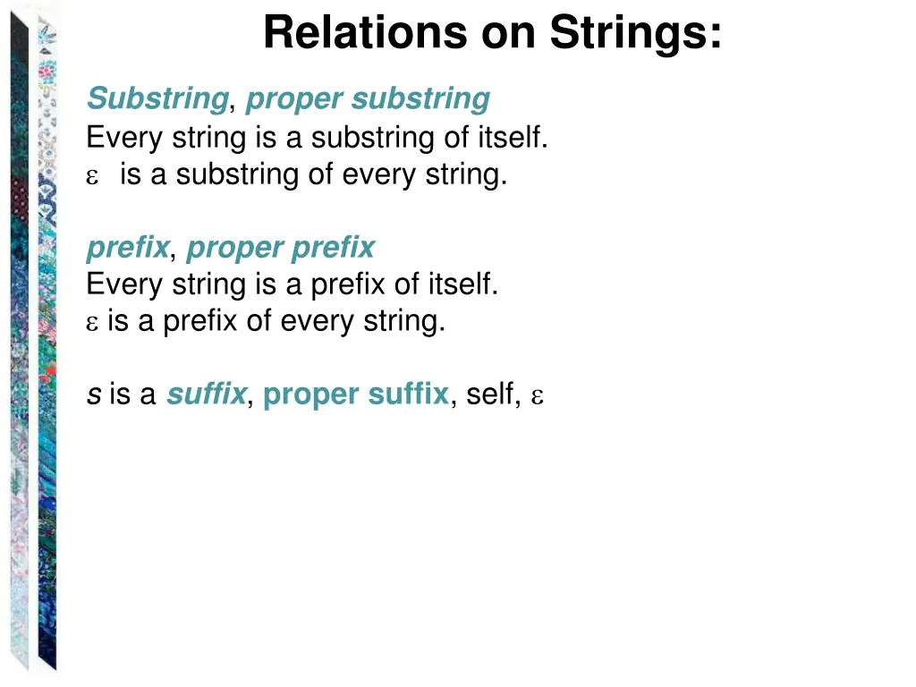 relations on strings