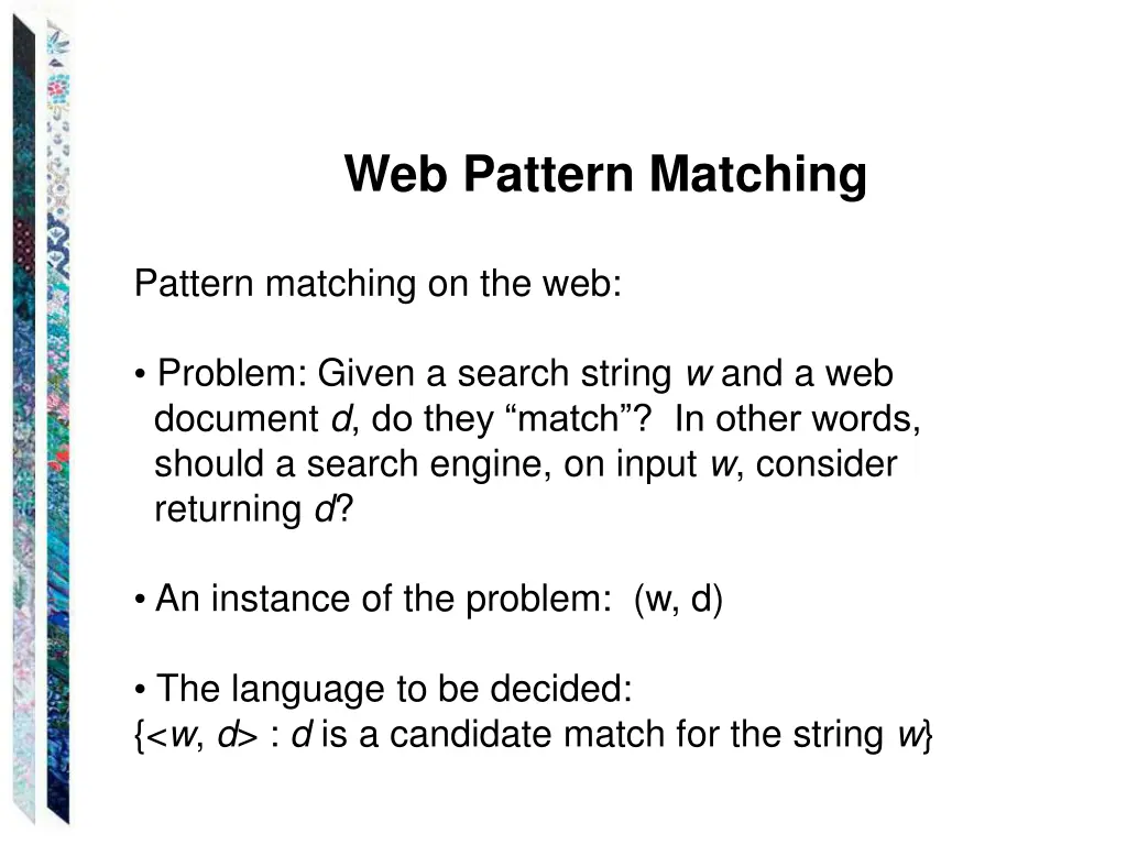 web pattern matching