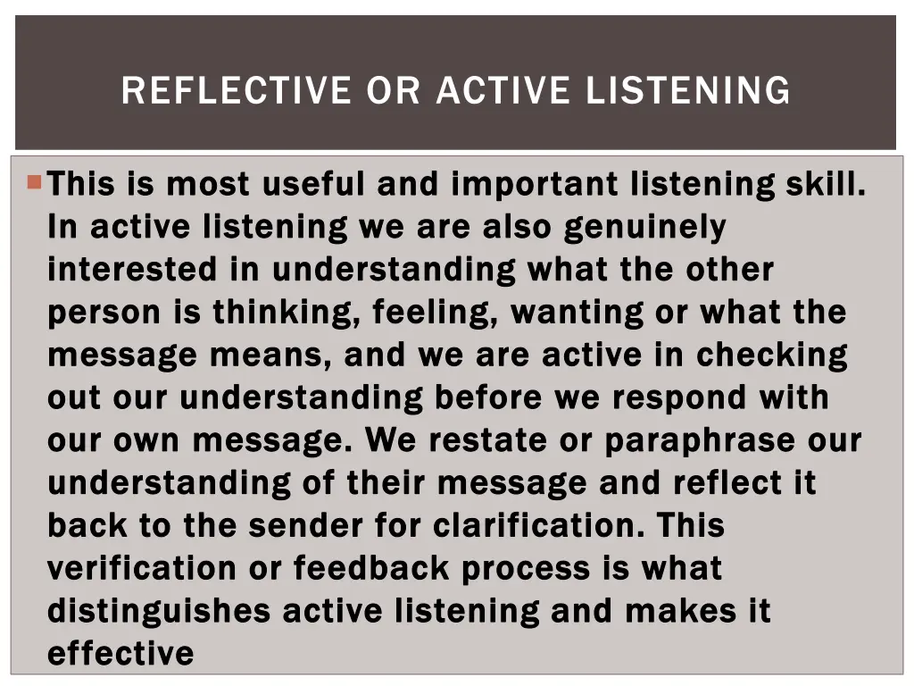 reflective or active listening
