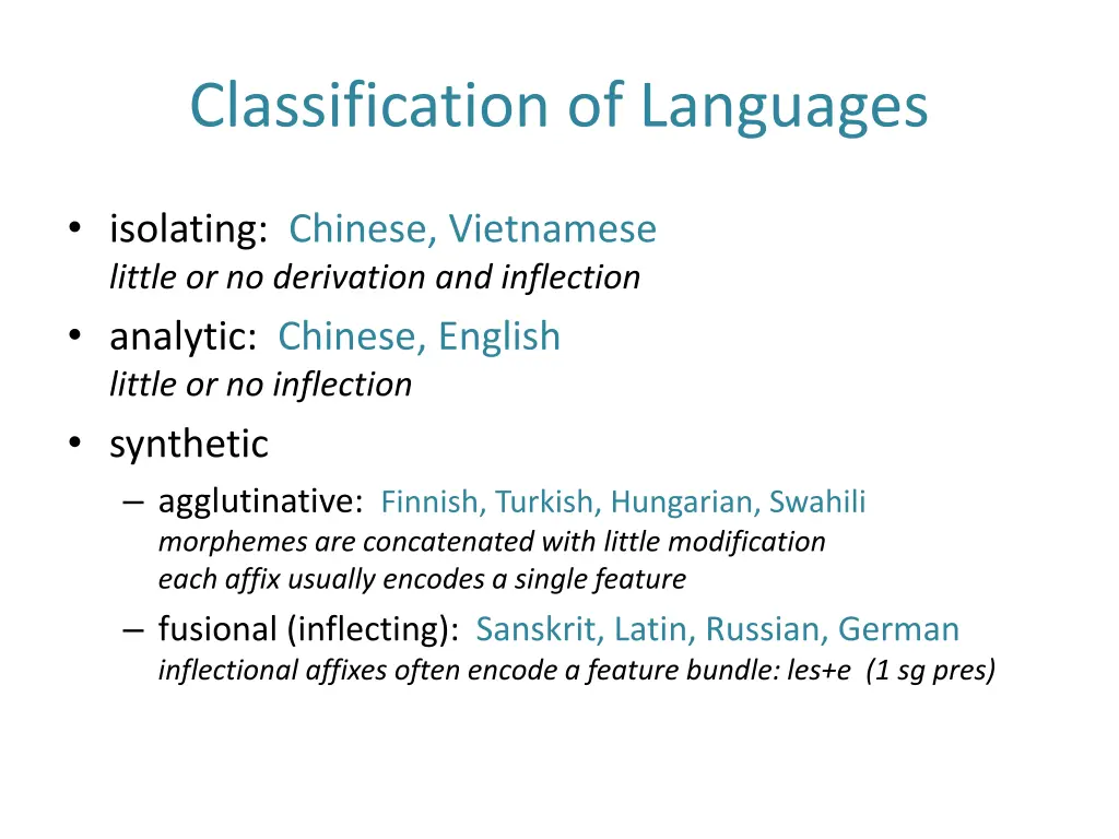 classification of languages