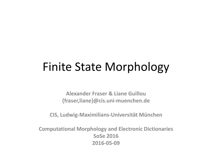 finite state morphology
