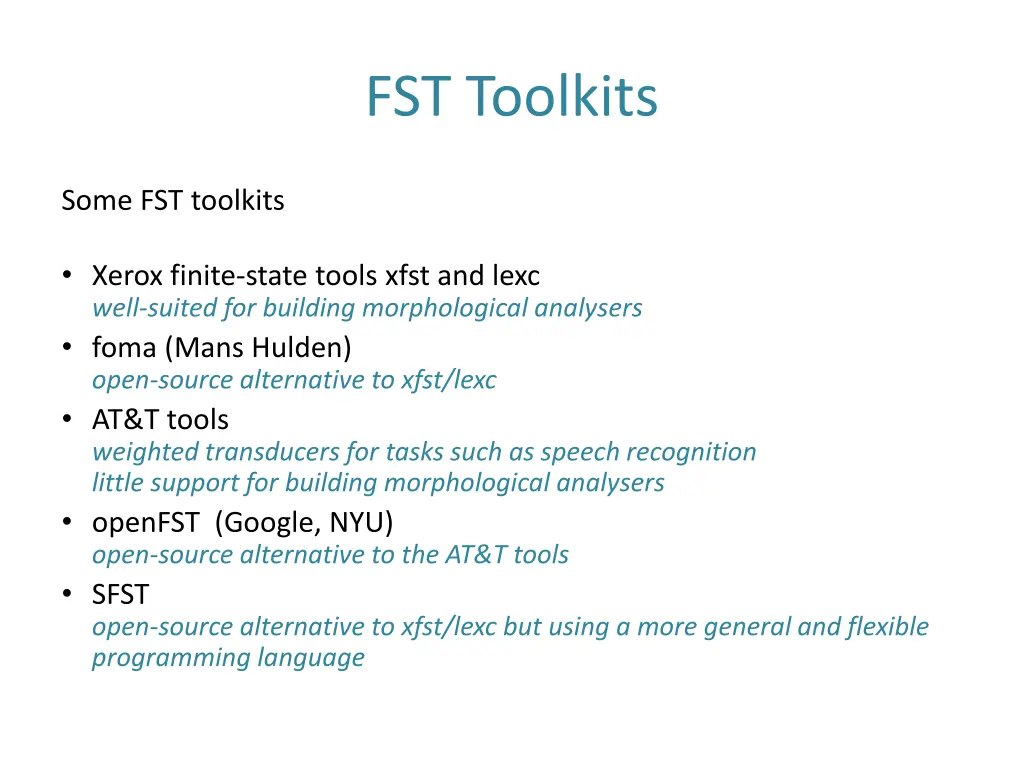 fst toolkits