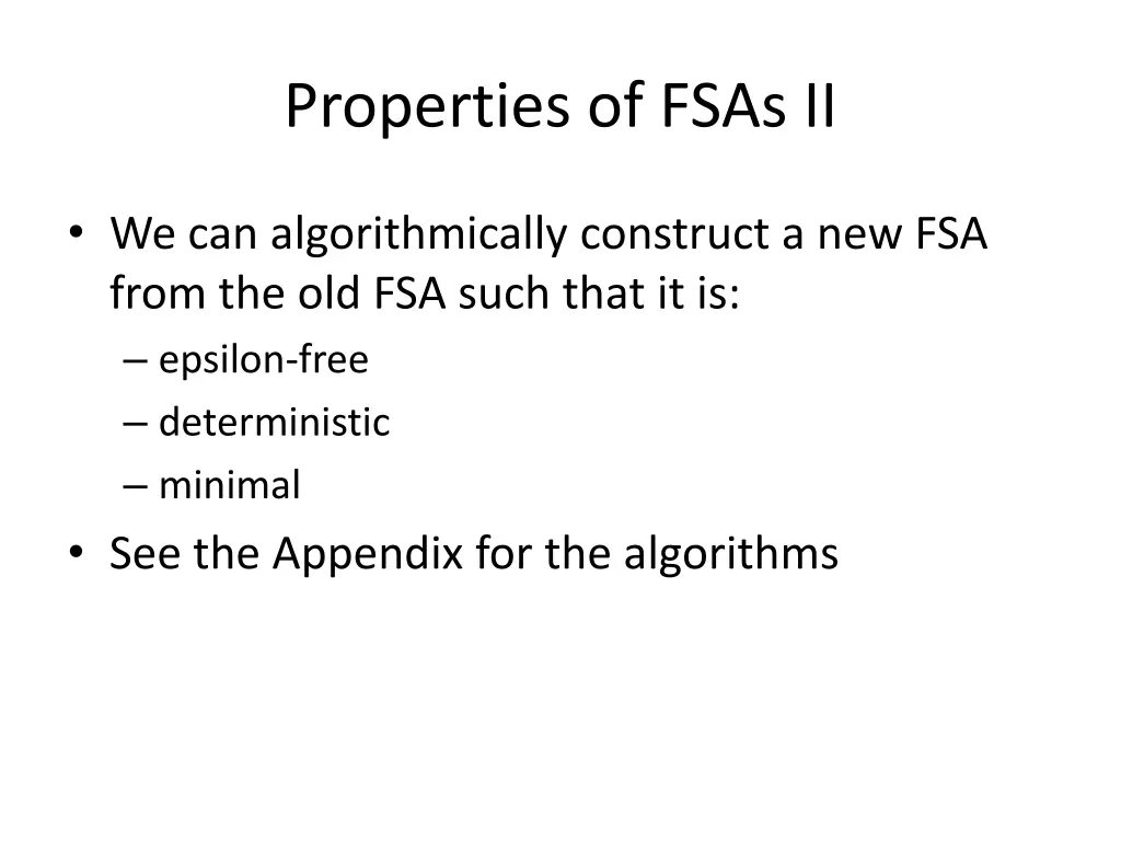 properties of fsas ii