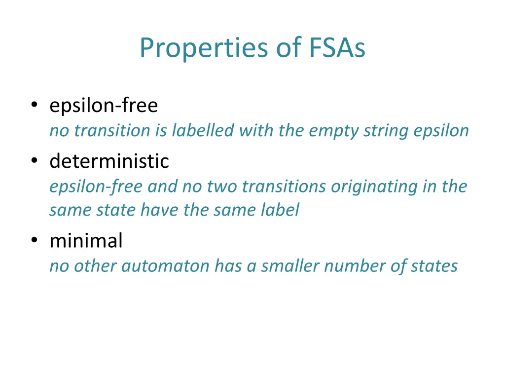 properties of fsas