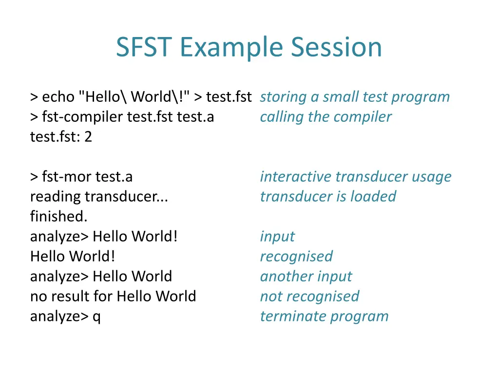 sfst example session