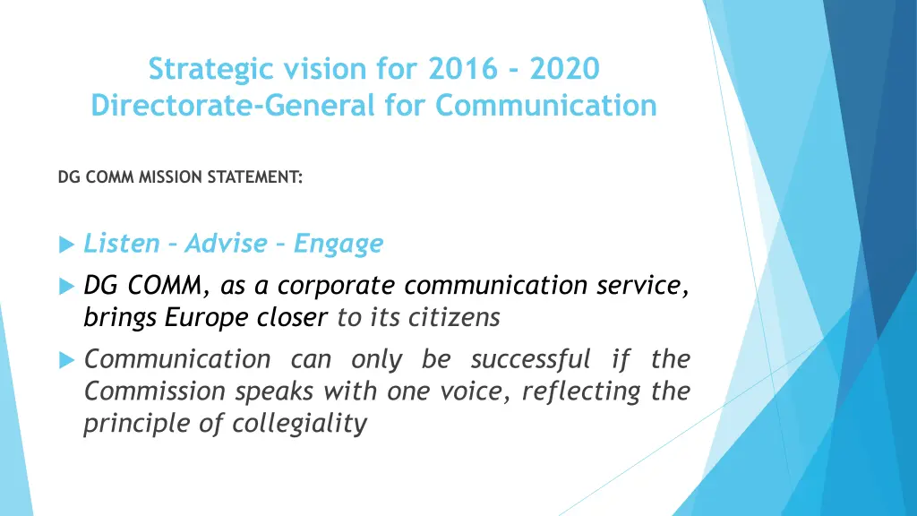 strategic vision for 2016 2020 directorate