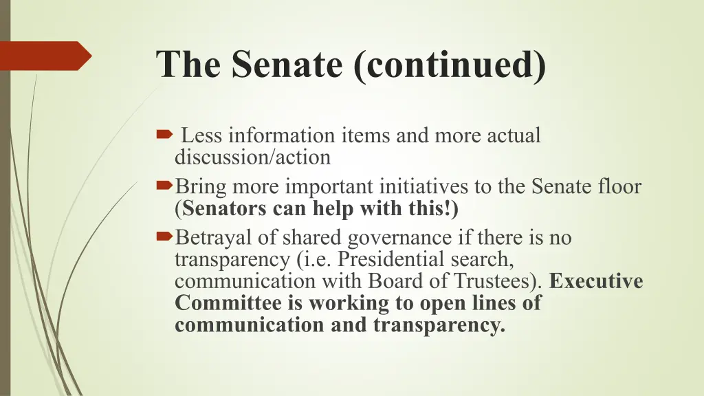 the senate continued