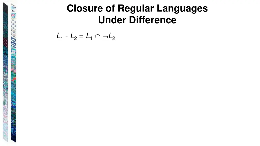 closure of regular languages under difference