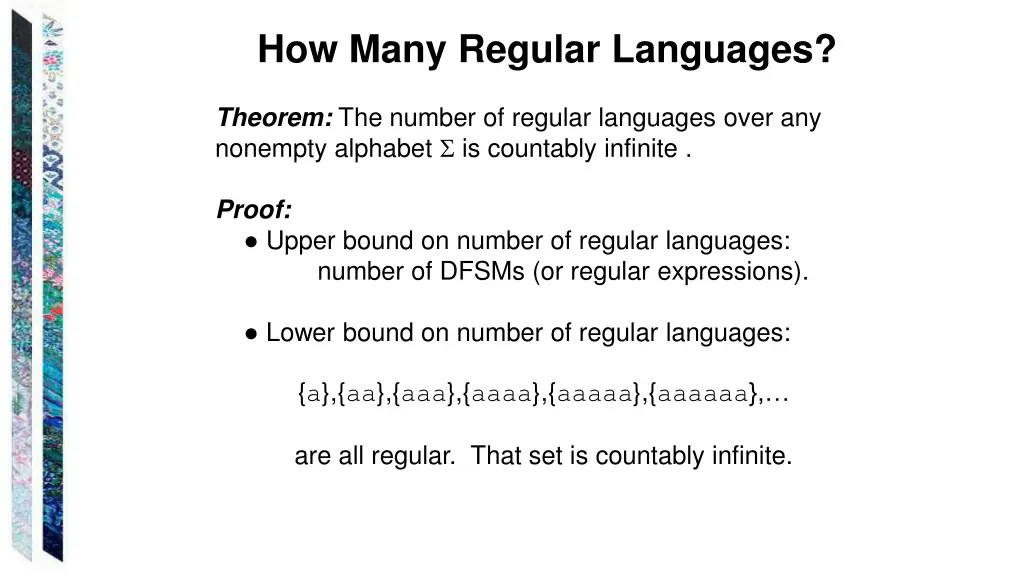 how many regular languages