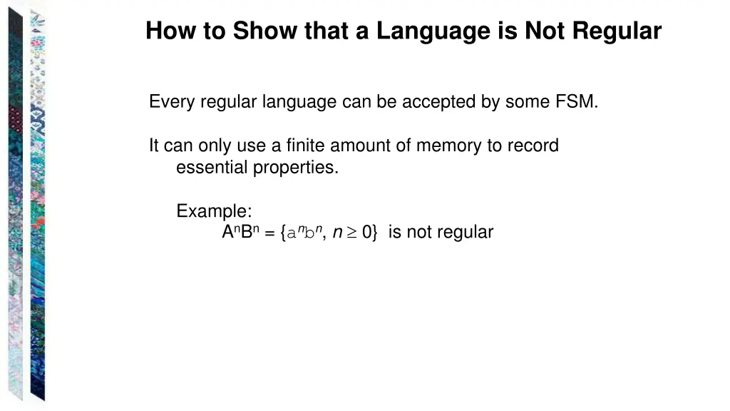 how to show that a language is not regular
