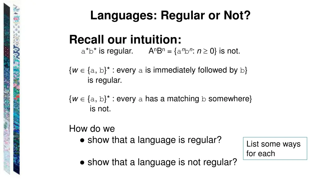 languages regular or not