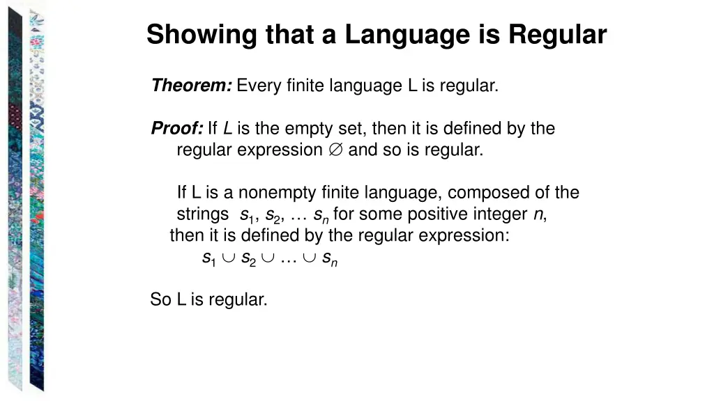 showing that a language is regular