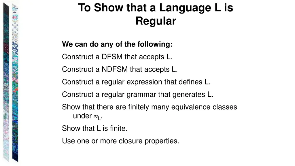 to show that a language l is regular