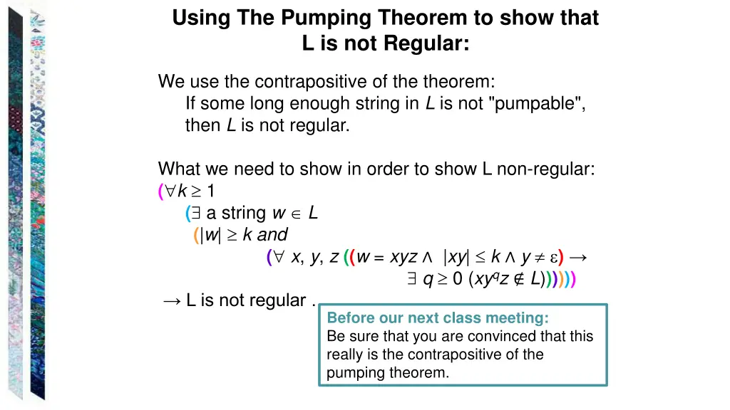 using the pumping theorem to show that 1