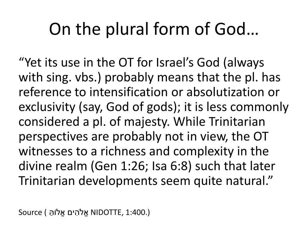 on the plural form of god