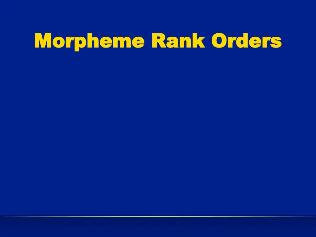 morpheme rank orders morpheme rank orders