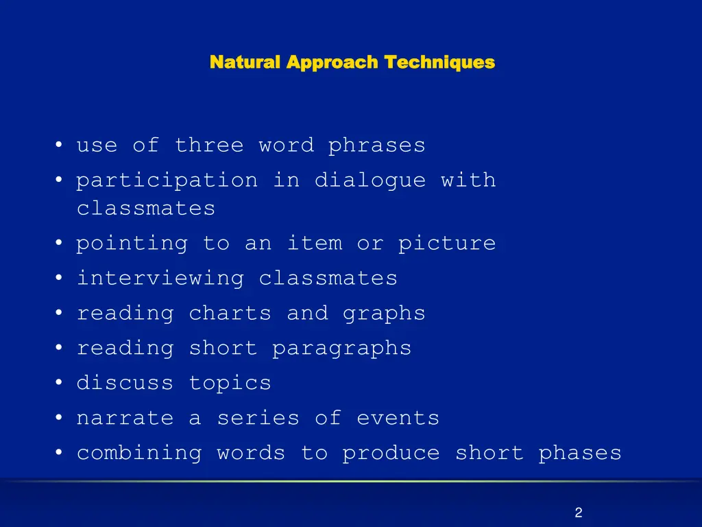 natural approach techniques natural approach
