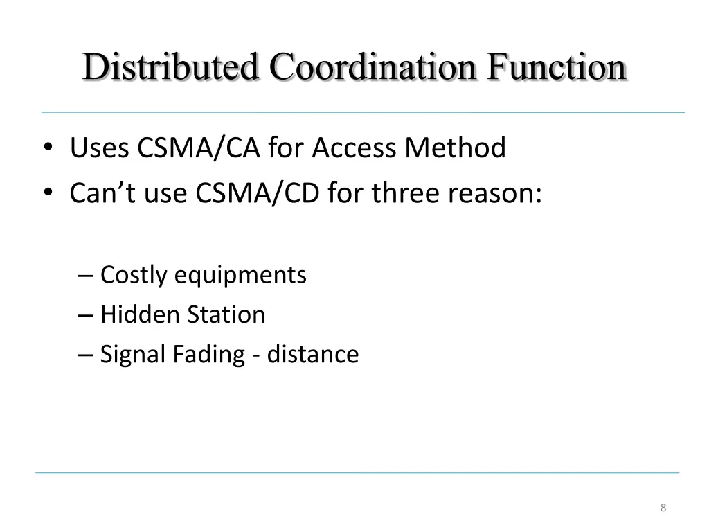 distributed coordination function