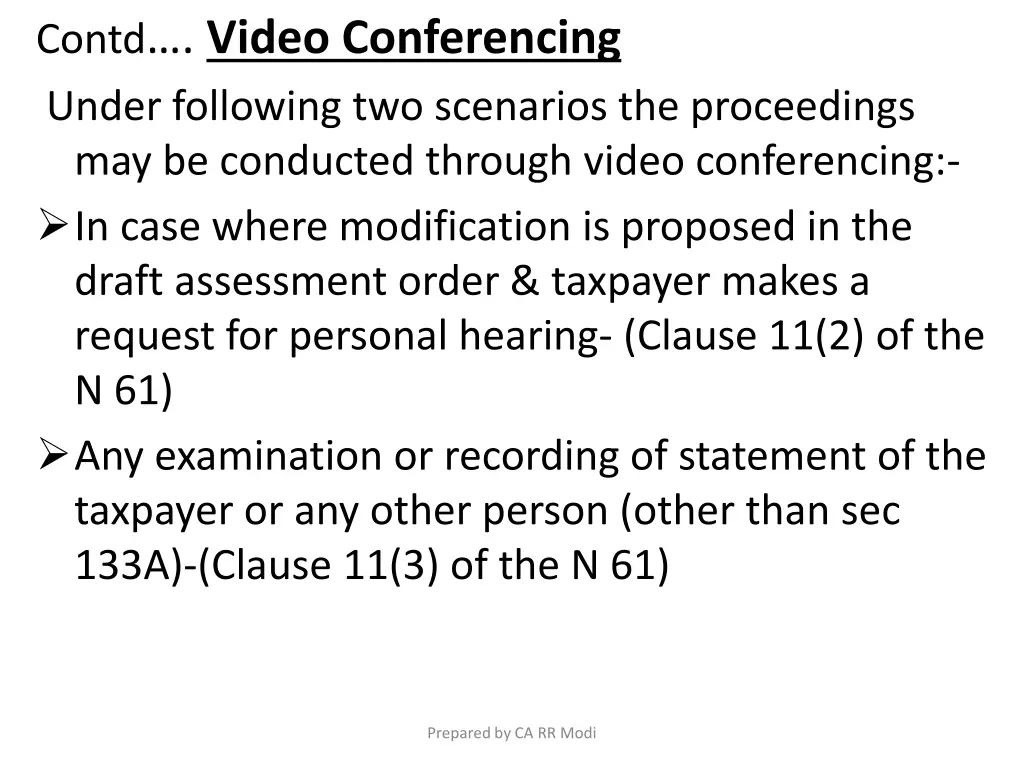 contd video conferencing under following