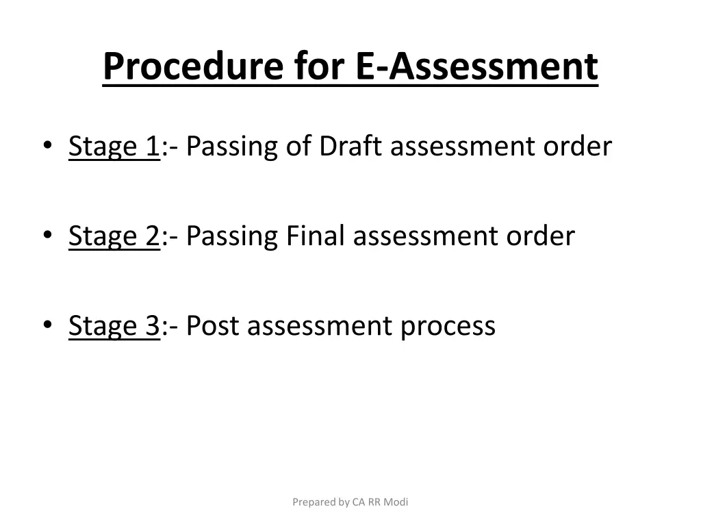 procedure for e assessment