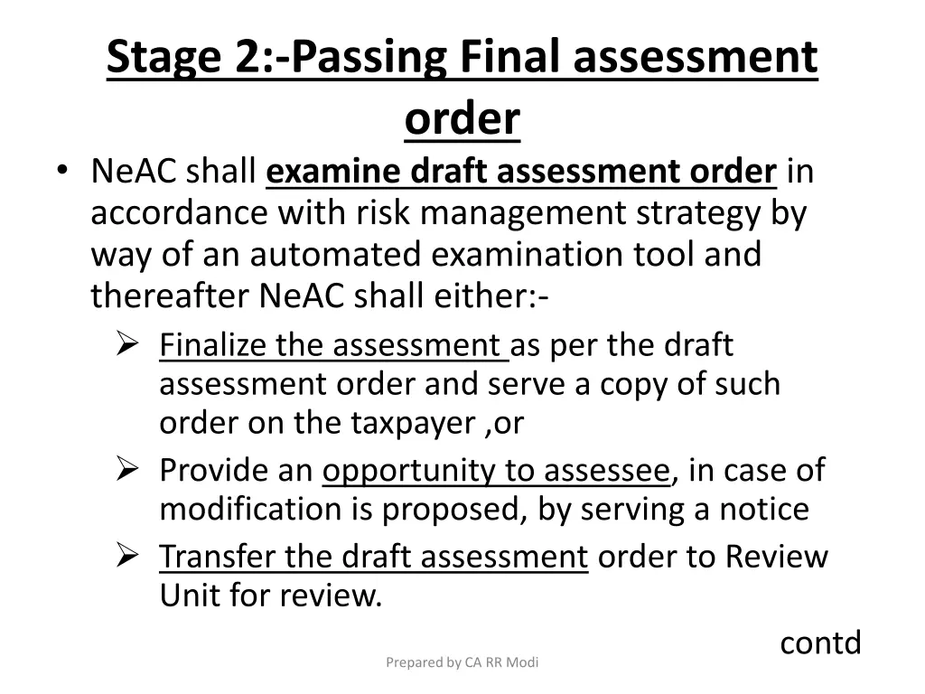 stage 2 passing final assessment order neac shall