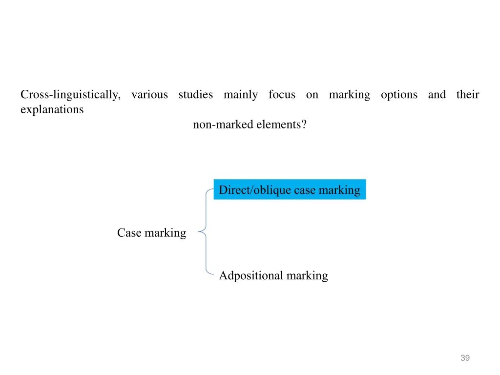 cross linguistically various studies mainly focus 1