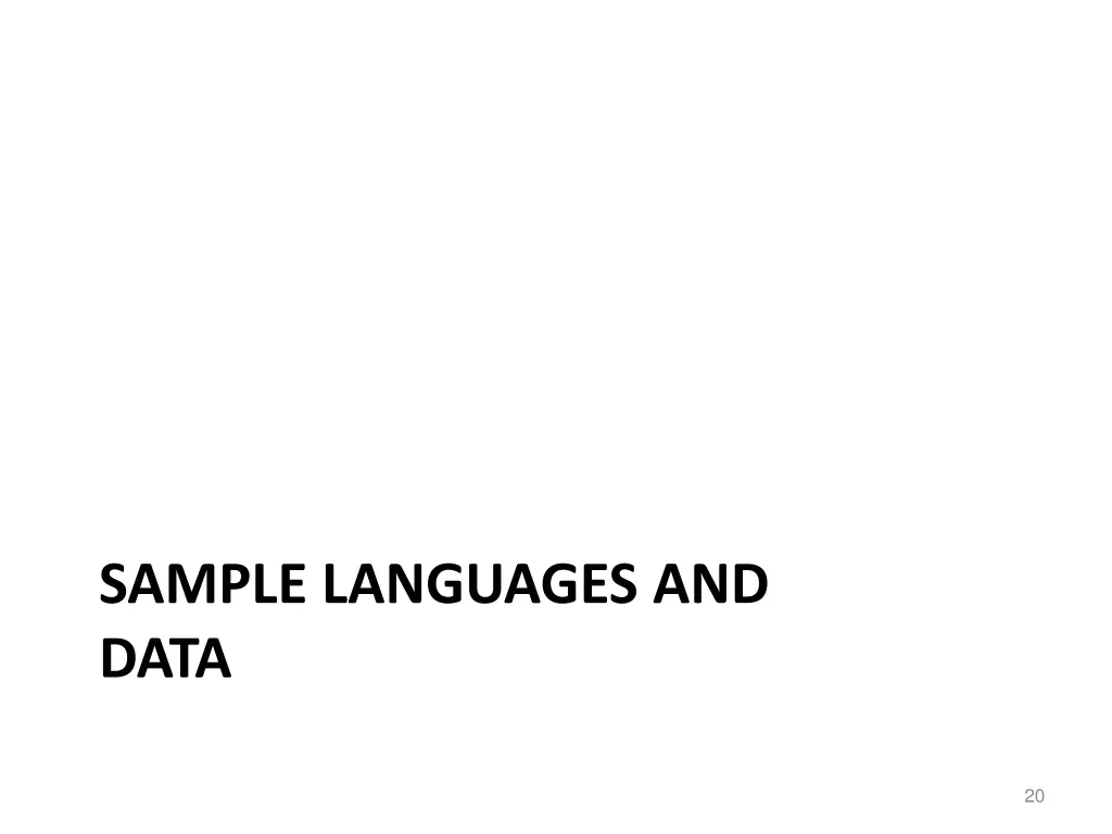 sample languages and data