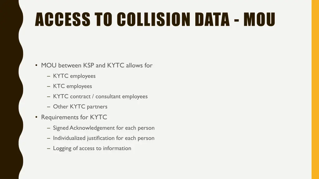 access to collision data mou