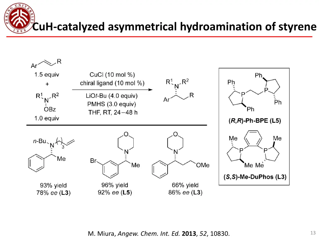 cuh catalyzed asymmetrical hydroamination