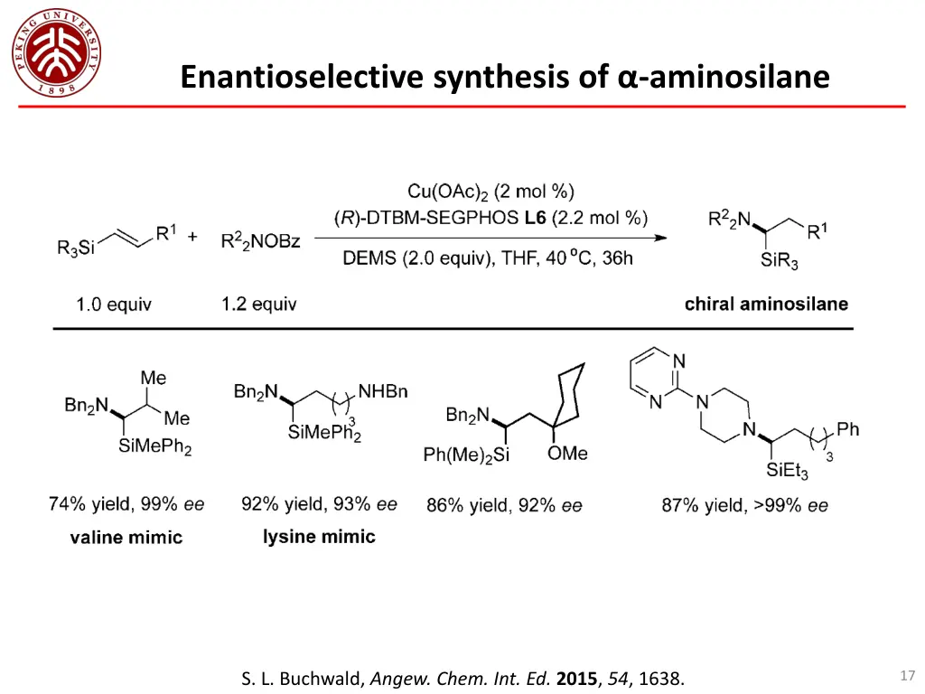 enantioselective synthesis of aminosilane