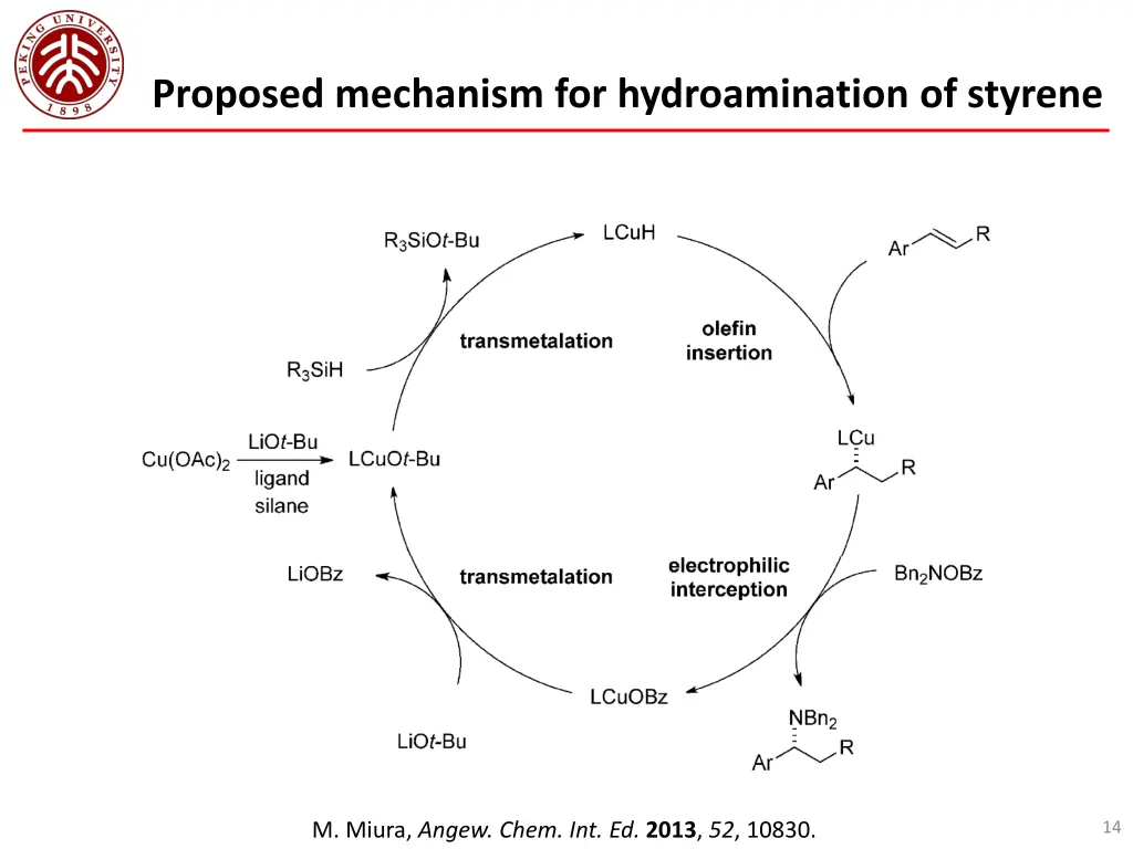 proposed mechanism for hydroamination of styrene