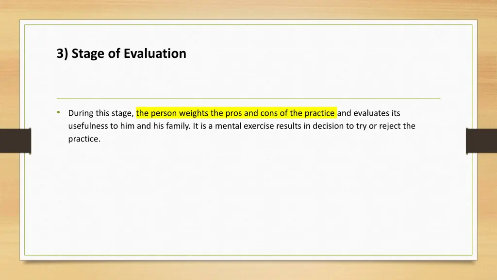 3 stage of evaluation